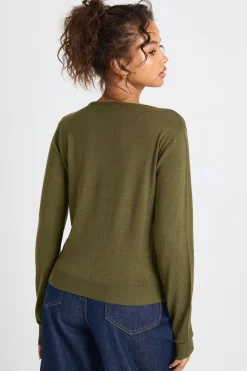 Cardigan tricoté à col rond, super doux et léger