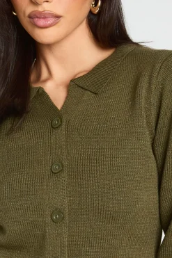 Cardigan tricoté côtelé à col