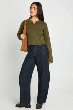 Cardigan tricoté côtelé à col