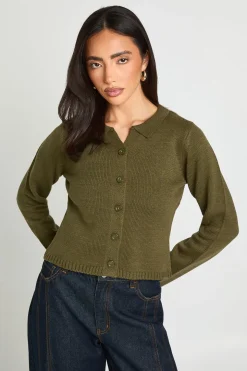 Cardigan tricoté côtelé à col