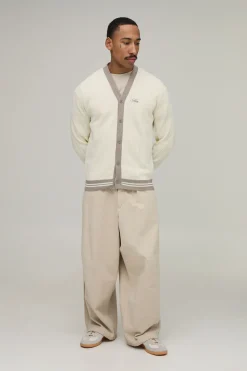 Cardigan Tricoté Côtelé Coupe Regular