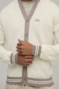 Cardigan Tricoté Côtelé Coupe Regular