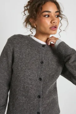 boohoo Cardigan tricoté à double couche avec bouton traversant<Femme Pulls Et Gilets|Toutes Les Mailles