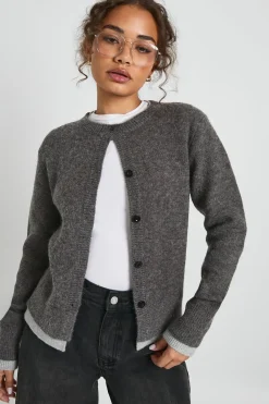 boohoo Cardigan tricoté à double couche avec bouton traversant<Femme Pulls Et Gilets|Toutes Les Mailles