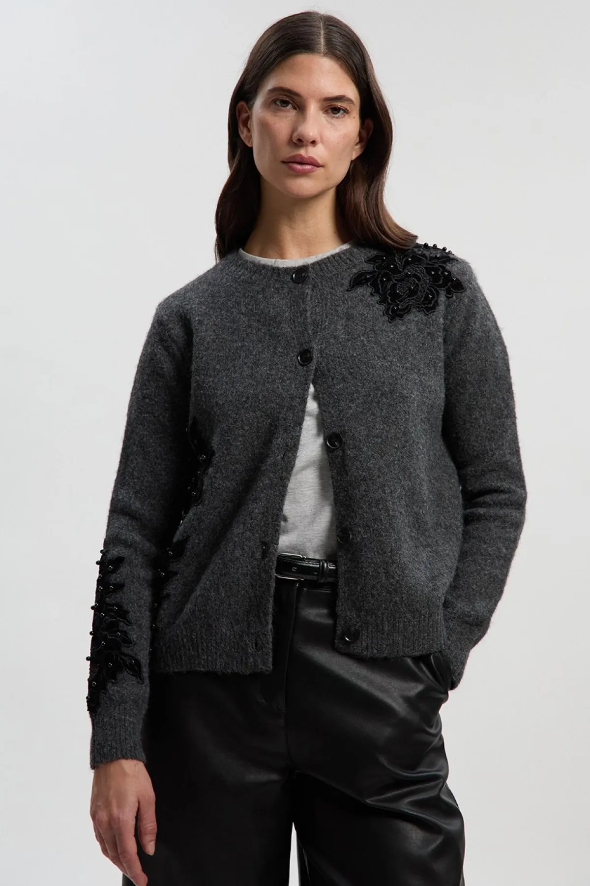 KarenMillen Cardigan Tricoté Douillet Orné de Dentelle<Femme Pulls Et Gilets|Toutes Les Mailles