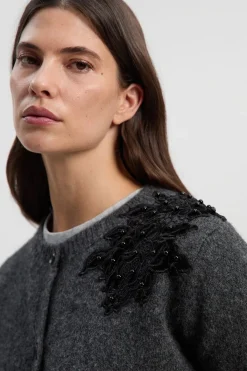 KarenMillen Cardigan Tricoté Douillet Orné de Dentelle<Femme Pulls Et Gilets|Toutes Les Mailles
