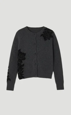 KarenMillen Cardigan Tricoté Douillet Orné de Dentelle<Femme Pulls Et Gilets|Toutes Les Mailles