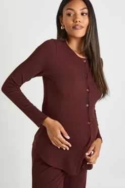 Cardigan tricoté doux à boutons pour maternité & Pantalon à jambes larges