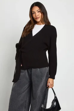 Cardigan tricoté à drapé latéral pour femmes enceintes