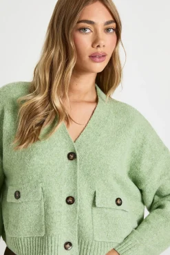 Cardigan Tricoté à Détail Poches