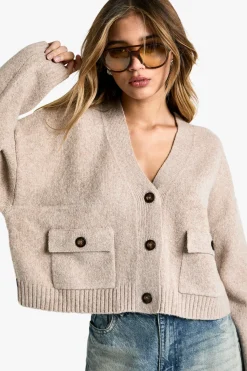 Cardigan tricoté à détails de poche