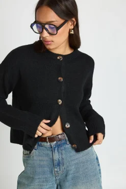 Cardigan Tricoté en Maille Douce Col Rond