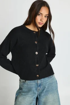 Cardigan Tricoté en Maille Douce Col Rond