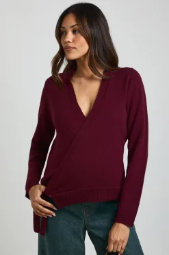 Cardigan tricoté enveloppant bas pour maternité