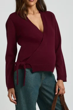 Cardigan tricoté enveloppant bas pour maternité