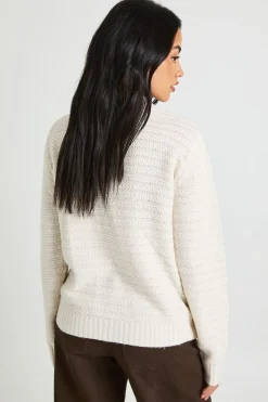 Cardigan tricoté à fermeture éclair avec col texturé