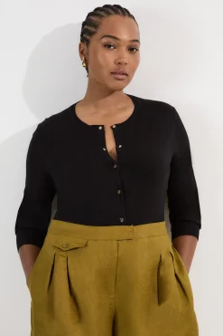 Cardigan Tricoté Grande Taille Mélange Viscose à Boutons-Pression