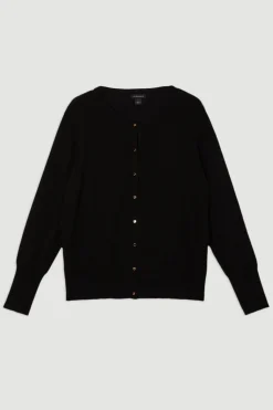 Cardigan Tricoté Grande Taille Mélange Viscose à Boutons-Pression