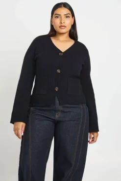 Cardigan Tricoté Grande Taille À Taille Cintrée
