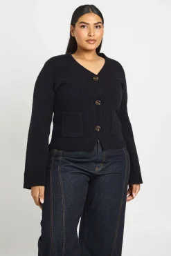 Cardigan Tricoté Grande Taille À Taille Cintrée