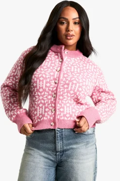 Cardigan Tricoté Jacquard De Noël Premium Grande Taille