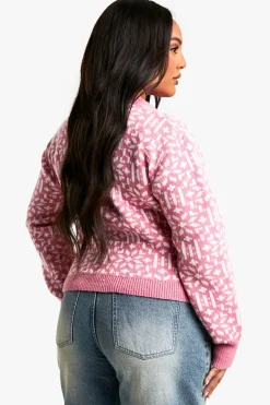 Cardigan Tricoté Jacquard De Noël Premium Grande Taille