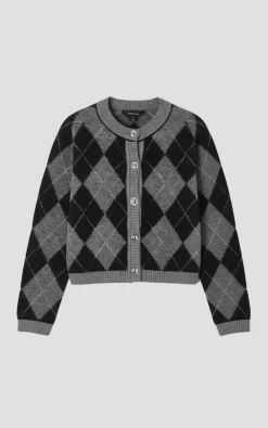 KarenMillen Cardigan Tricoté Mélange Alpaga Motif Argyle<Femme Pulls Et Gilets|Toutes Les Mailles