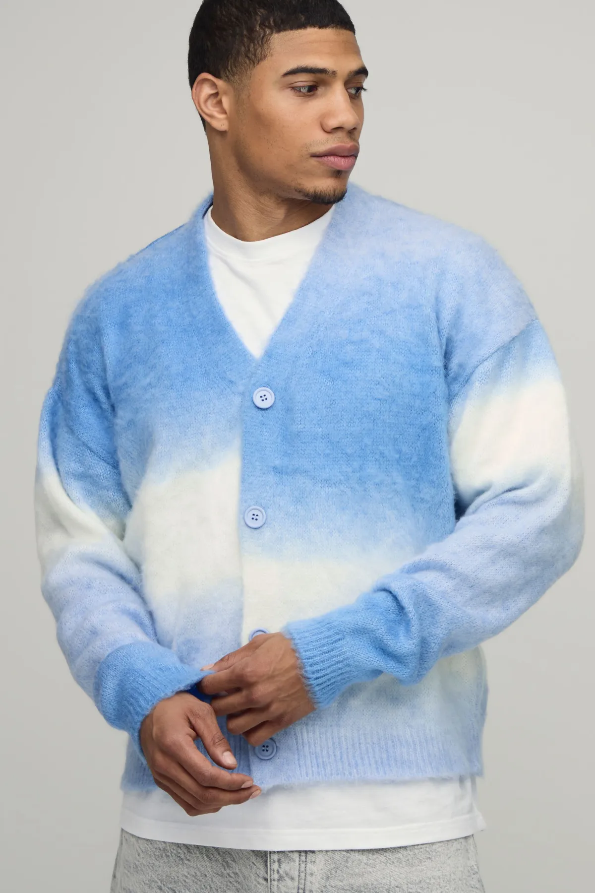 boohooMAN Cardigan Tricoté Ombré Coupe Ample Décontractée<Homme Maille|Mailles