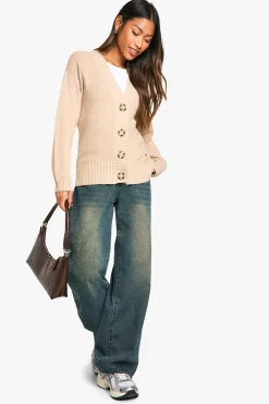 boohoo Cardigan tricoté oversize côtelé premium décontracté<Femme Pulls Et Gilets|Toutes Les Mailles