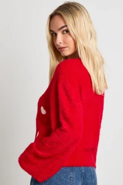 Cardigan tricoté oversize en maille moelleuse avec broderie en forme de cœur
