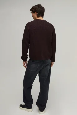 Cardigan Tricoté Raglan À Côtes Coupe Ample Décontractée