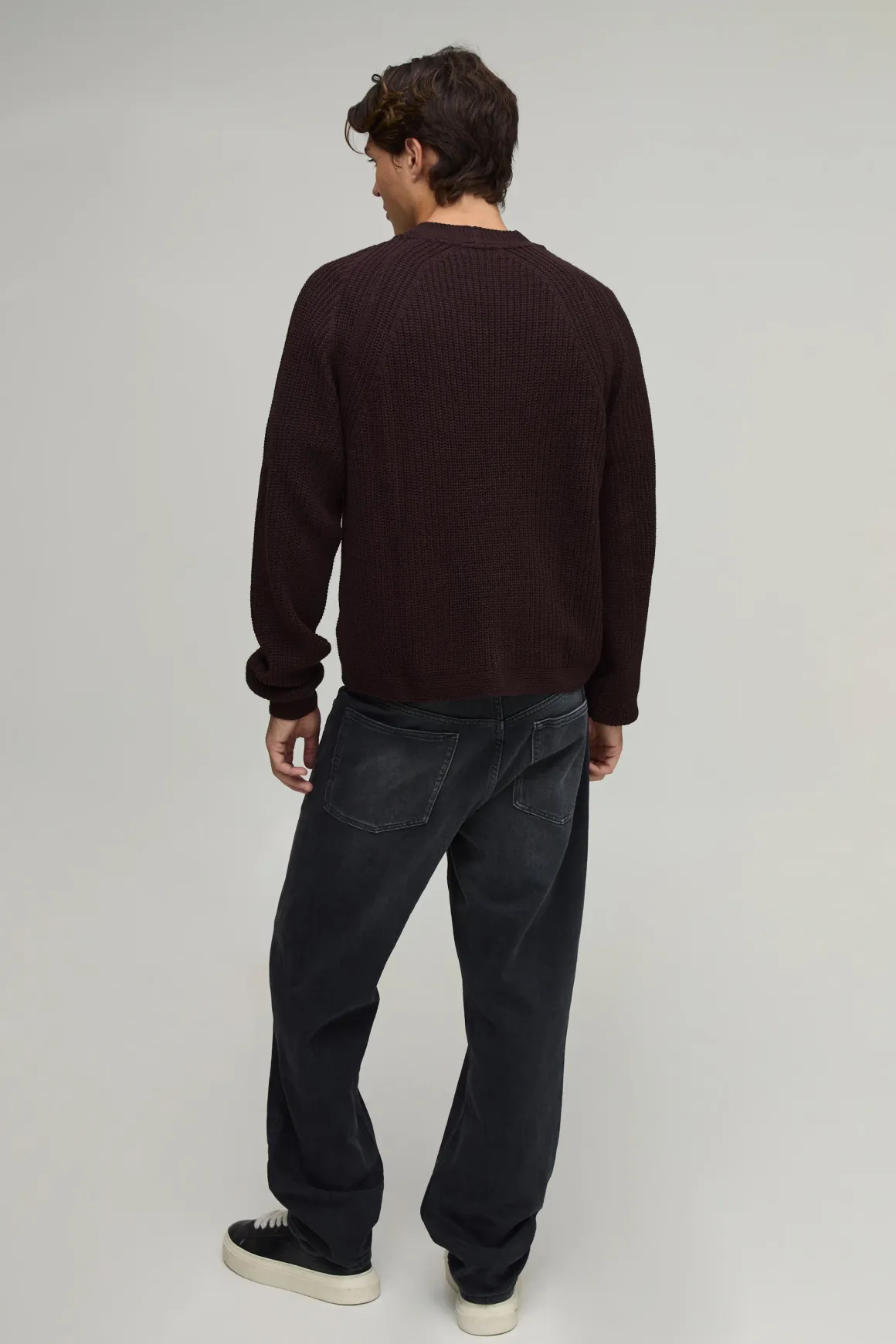 Cardigan Tricoté Raglan À Côtes Coupe Ample Décontractée