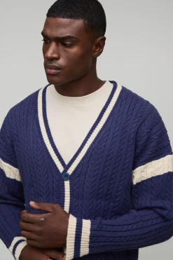 Cardigan tricoté surdimensionné à épaules tombantes, en boucle torsadée