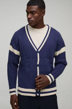 Cardigan tricoté surdimensionné à épaules tombantes, en boucle torsadée
