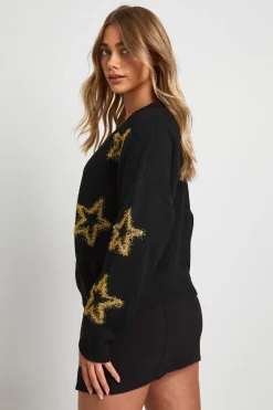 Cardigan tricoté surdimensionné à imprimé de guirlande d'étoiles