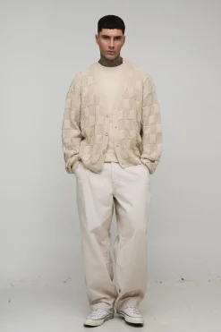 boohooMAN Cardigan Tricoté à Torsades Mixtes Oversize Long<Homme Tout Afficher|Mailles Tall