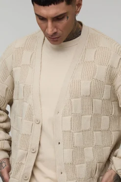 boohooMAN Cardigan Tricoté à Torsades Mixtes Oversize Long<Homme Tout Afficher|Mailles Tall