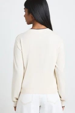 Cardigan Tricoté Ultra Doux À Col Contrasté