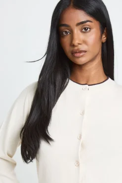 Cardigan Tricoté Ultra Doux À Col Contrasté