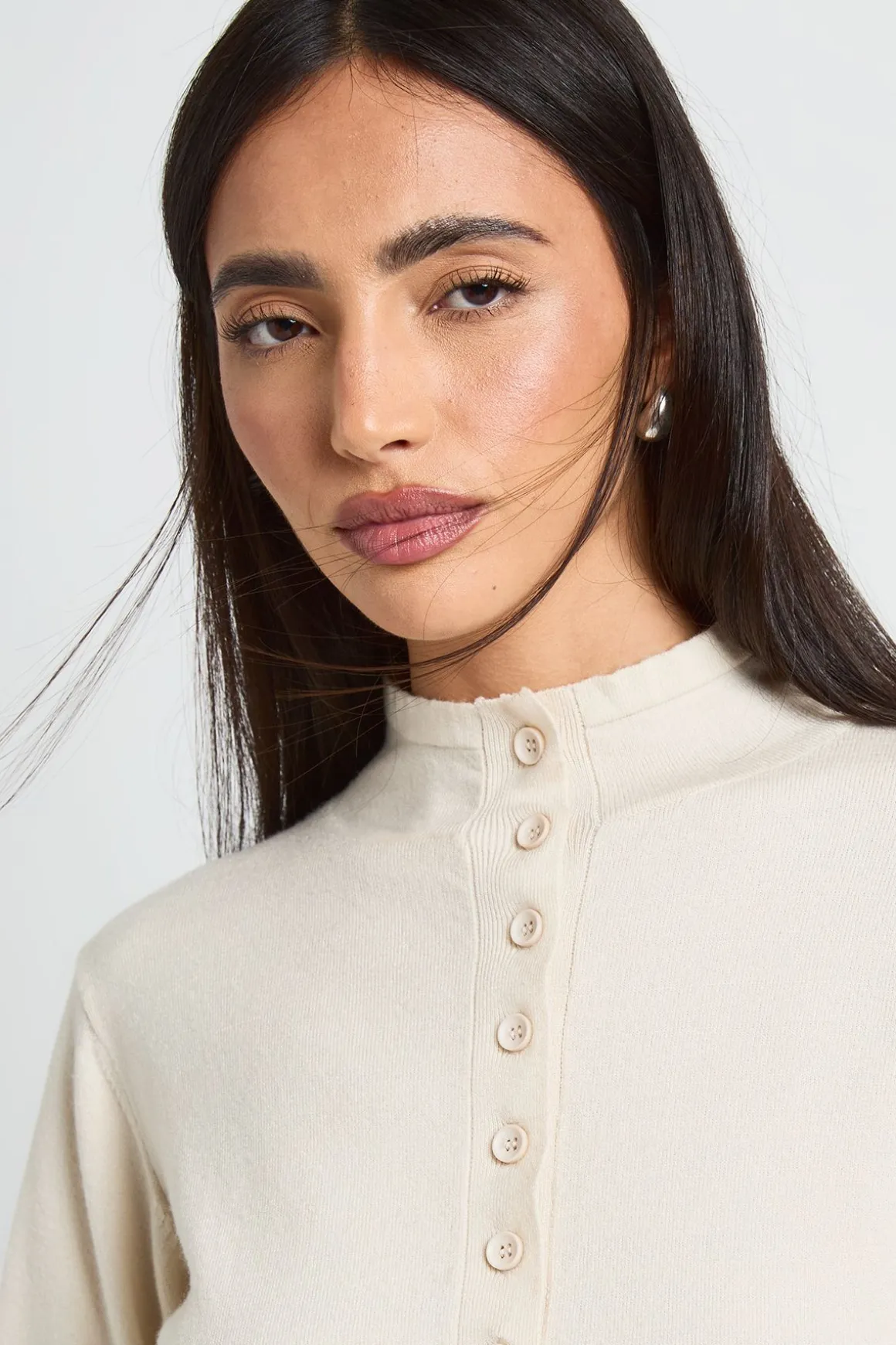 Cardigan Ultra Doux En Maille Col Montant Avec Boutonnage Intégral