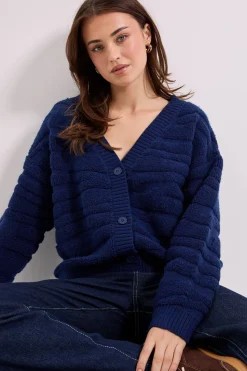 Cardigan Zébré à Bordures Épaisses