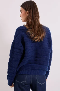 Cardigan Zébré à Bordures Épaisses