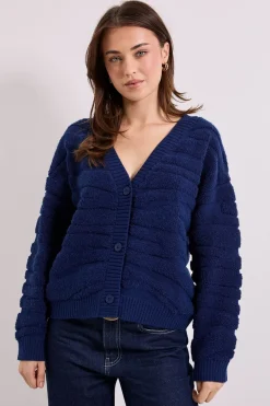 Cardigan Zébré à Bordures Épaisses