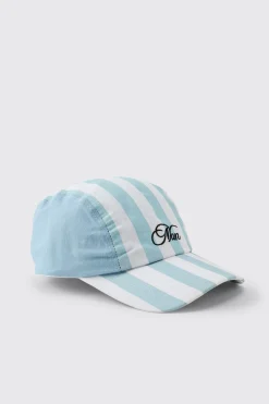 boohooMAN Casquette Manoir Champêtre À Rayures Avec Logo Script Man<Homme Chapeaux, Gants Et Écharpes