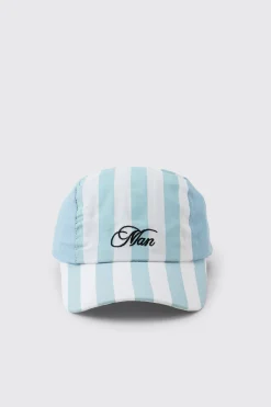 boohooMAN Casquette Manoir Champêtre À Rayures Avec Logo Script Man<Homme Chapeaux, Gants Et Écharpes