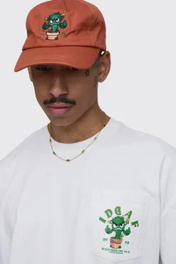 boohooMAN Casquette 5 Panneaux Brodée Cactus<Homme Chapeaux, Gants Et Écharpes