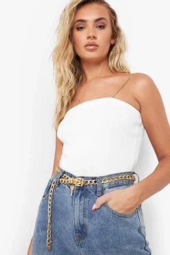 Ceinture avec boucle en chaîne épaisse dorée avec clé