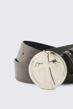 Ceinture à Boucle Croix en SYNTHÉTIQUE Délavé
