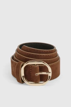 boohoo Ceinture à boucle inclinée en faux suede< Looks Chocolat|Ceintures