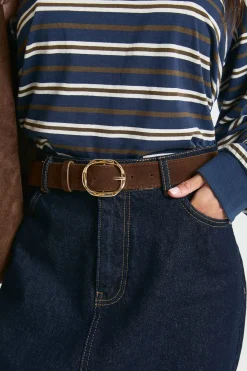 boohoo Ceinture à boucle inclinée en faux suede< Looks Chocolat|Ceintures